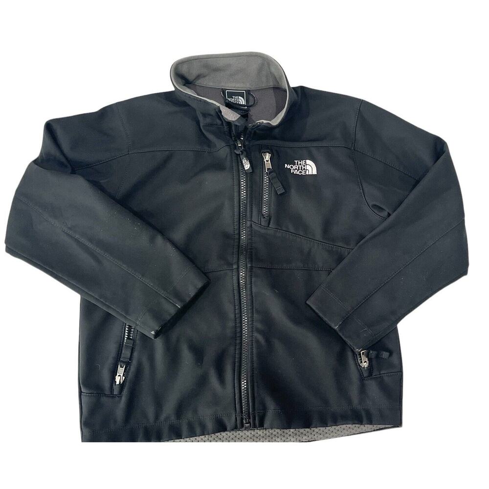 North Face Jacket Boys Size 7/8 Black Apex Full Zip Coat Light Medium Weight